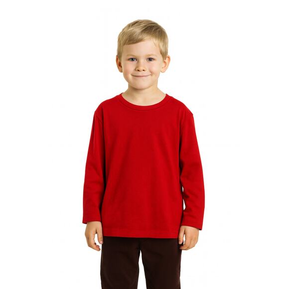 Old Navy Boys Solid Red Long Sleeve T-Shirt Size S (6/7) Cotton Crew Neck Tee - Picture 1 of 6